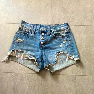 Blue ripped jean shorts from Old Navy for little girls, size 8